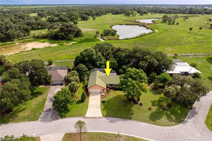 Bird's eye view of a nearby body of water