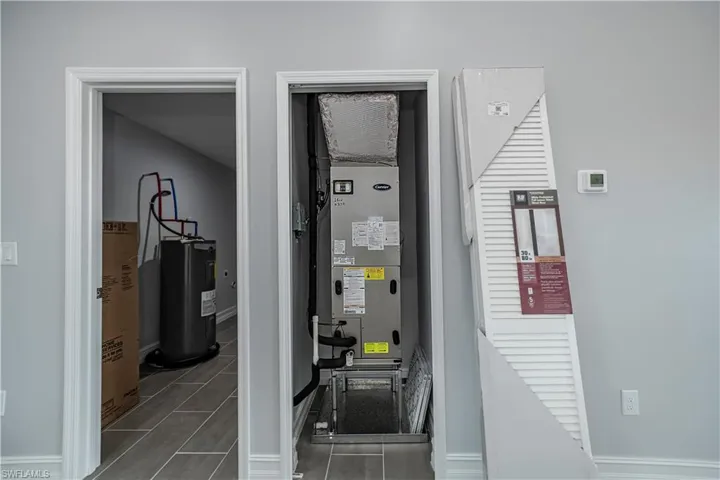 Utility room featuring electric water heater