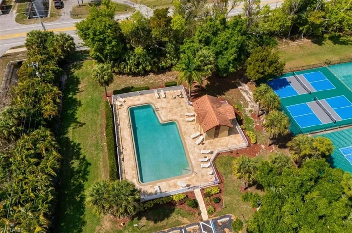 Aerial view of a pool area