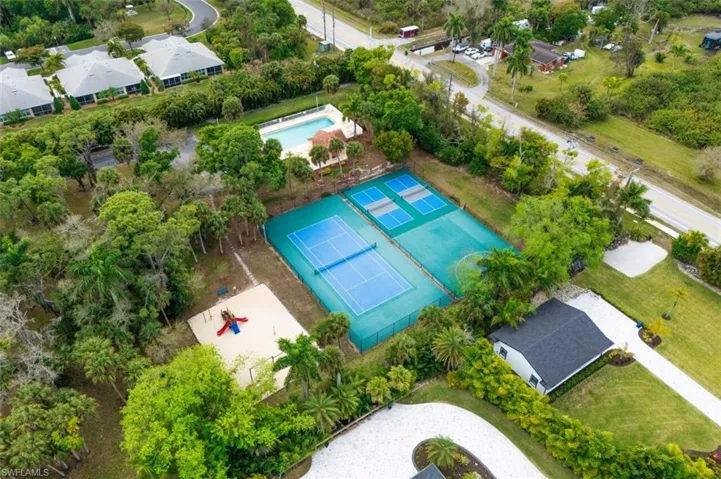 Drone / aerial view of a pool area