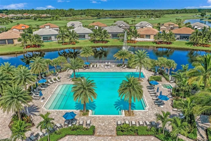 Community Pool with Lap Pool, Spa, and Fire Pit