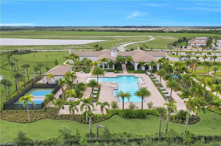 Aerial view of a pool area