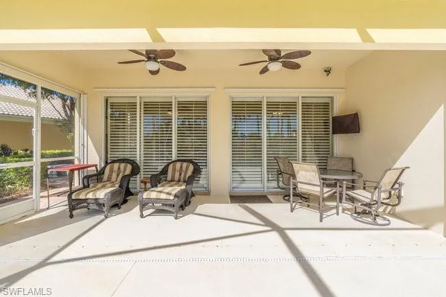 View of patio / terrace with ceiling fan