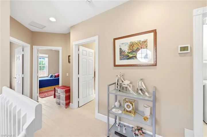 Second floor hallway with 3 bedrooms and 2 baths