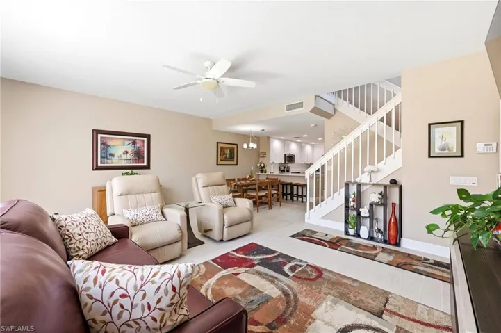 Living Room with view to dining area and kitchen
