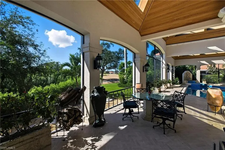 View of patio / terrace with an outdoor pool and outdoor dining area