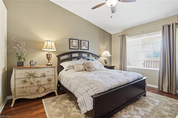 Primary bedroom with warm natural light.