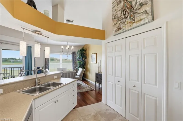 An easy flow from the kitchen to the dining area.