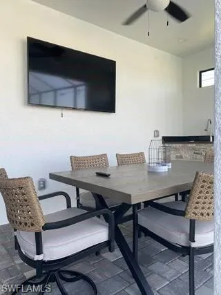 Dining area featuring ceiling fan