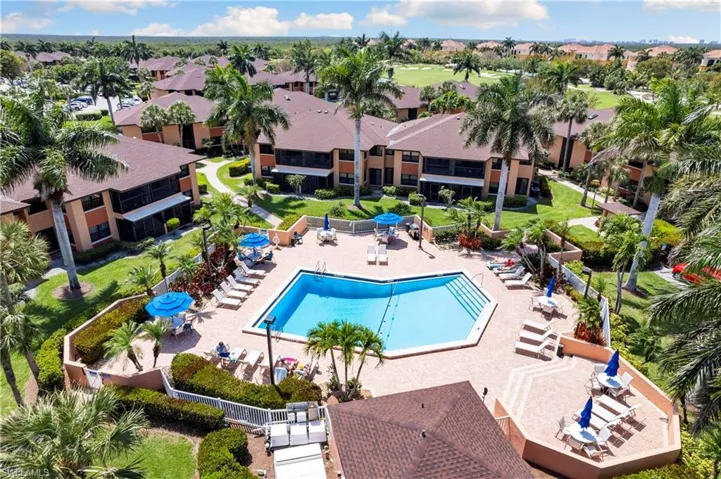 Aerial view of the luxurious pool close to the unit