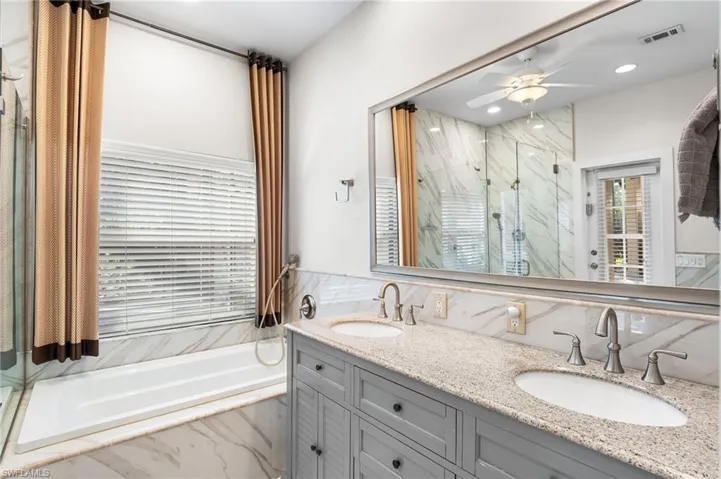 Dual granite top vanity.