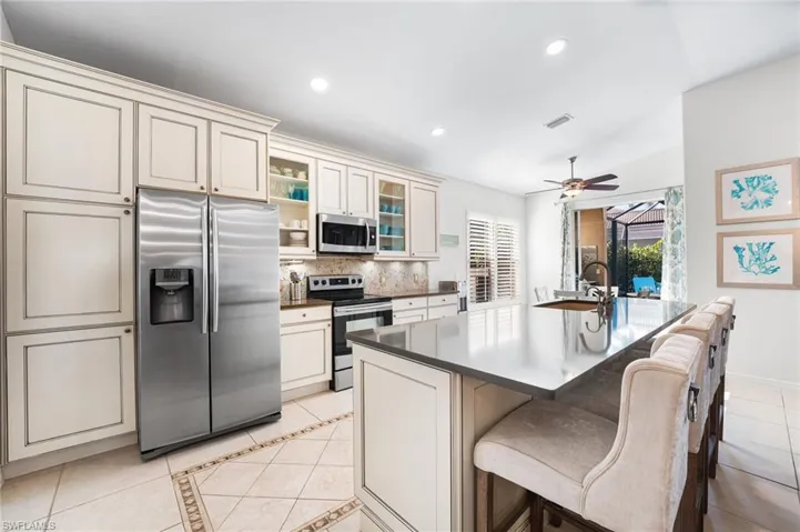 Great underlighting on the cabinetry. Lots of storage with this design.