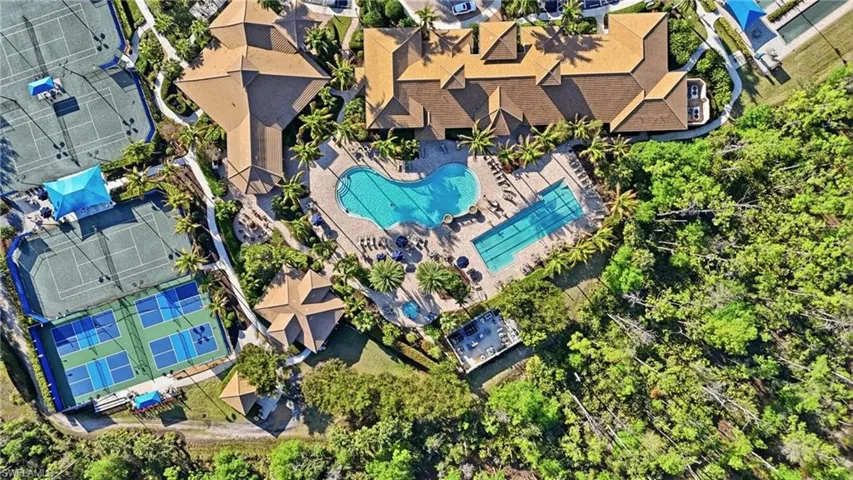 Bird's eye view of a pool area