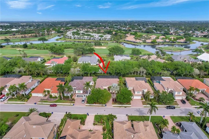 Bird's eye view featuring view of golf course, a residential view, and a water view