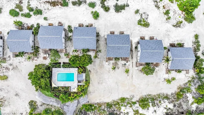 Aerial view of a pool