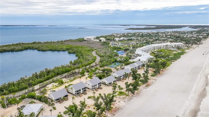 Bird's eye view of a nearby body of water