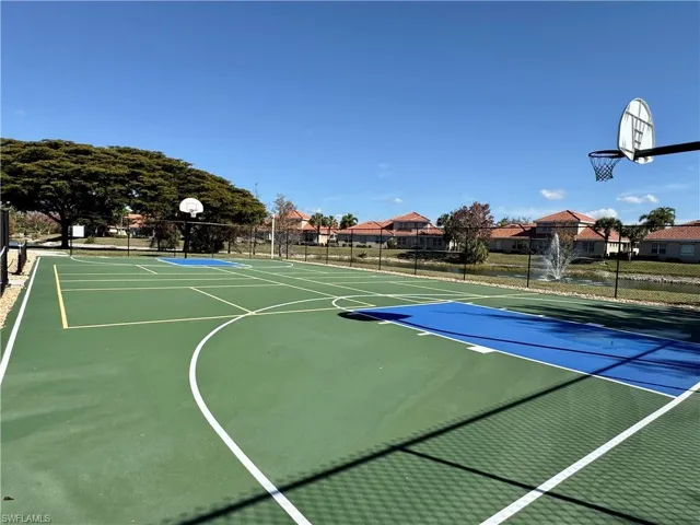 Newly refurbished basketball court