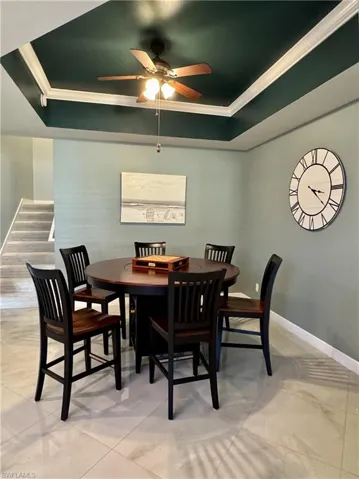 Separate dining area separating the kitchen and family room
