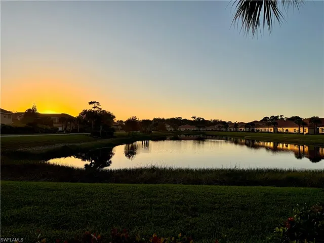 View from the family room window of the lake behind the property