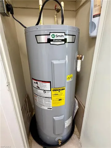 Utility room with electric water heater