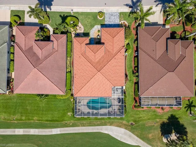 Aerial view of a pool