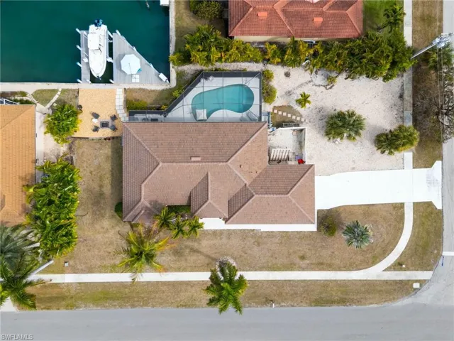 Drone / aerial view of a pool