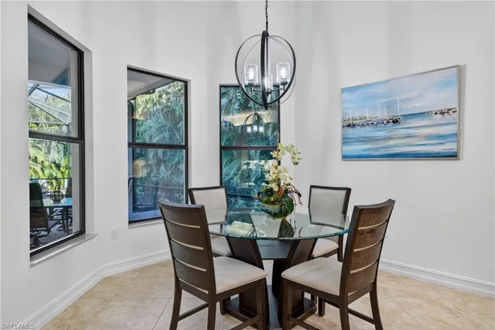 Breakfast Nook Dining Area with New Chandeleir