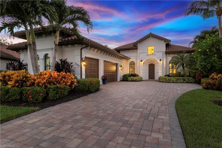 Montessa II Stock Development Floor Plan Featuring a 3 Car Garage, Extended Drive, Stucco Exterior, and Newer Tile Roof and Downspouts