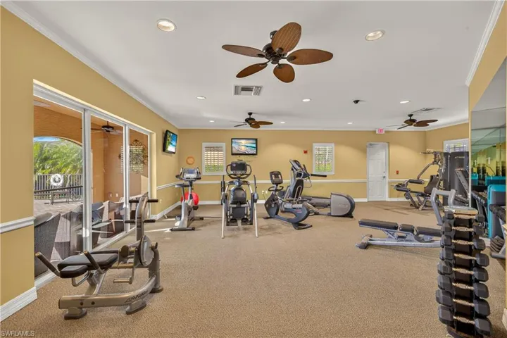 Black Bear Ridge Fitness Room Overlooking the Screened Lanai, Pool and Lake