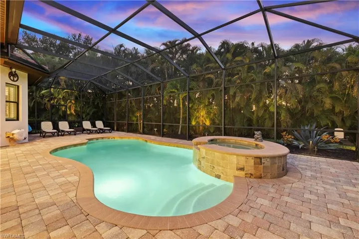 Saltwater Swimming Pool and Spa Featuring Screened Lanai, and Enhanced Nightscape Lighting