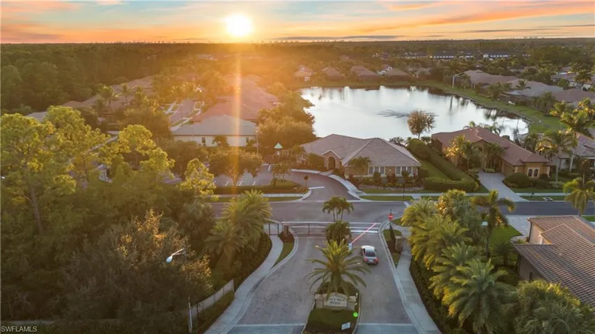Aerial View at Dusk of Black Bear Ridge Front Gated Entrance