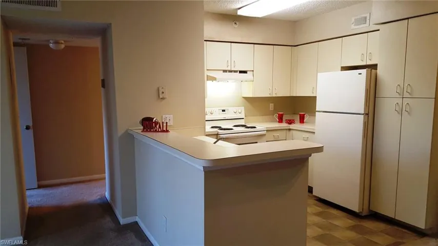 Flooring in hall and kitchen has been replaced with the light wood look tile.
