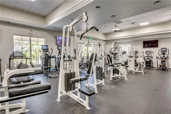 Workout area with a drop ceiling