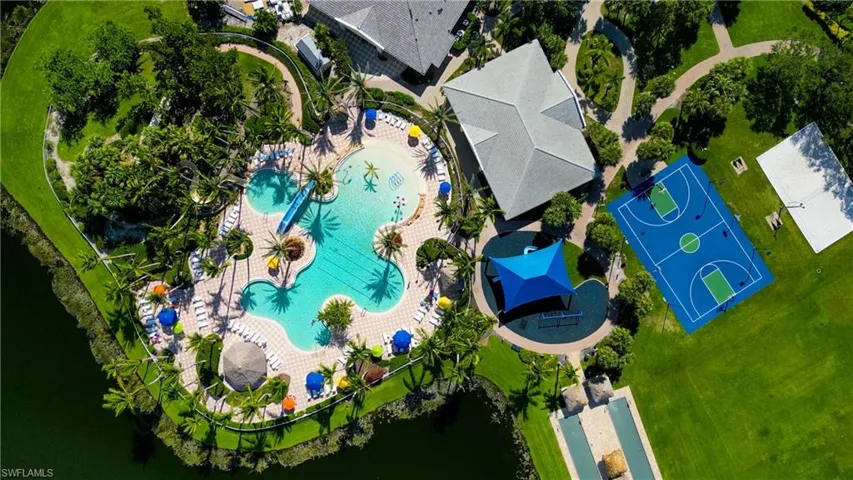 Aerial view of a pool area