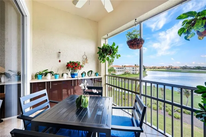 Screened Balcony with Lake and Golf Course views