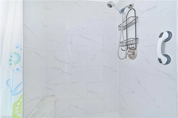 Bathroom view of a shower stall