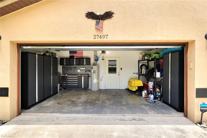 Garage with electric water heater