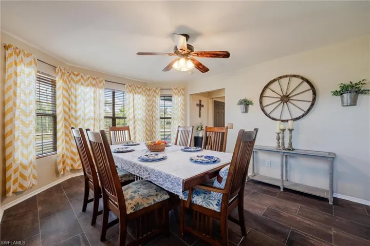 Formal Dining room features the beautiful bay windows.