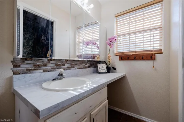 En-suite bath Vanity and sink.