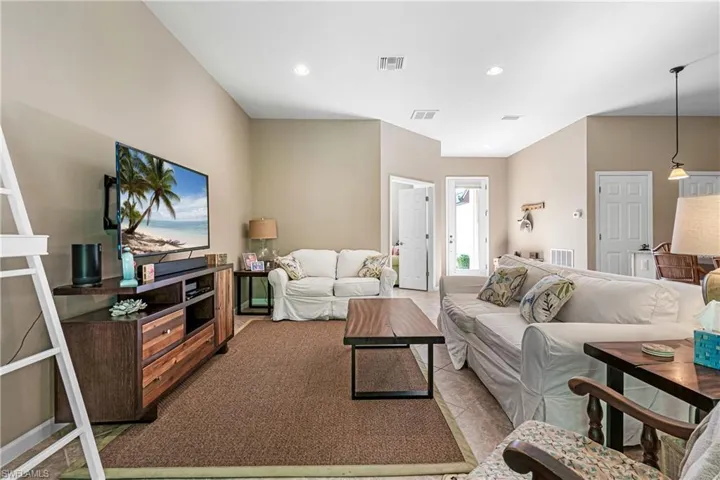 Living area with recessed lighting
