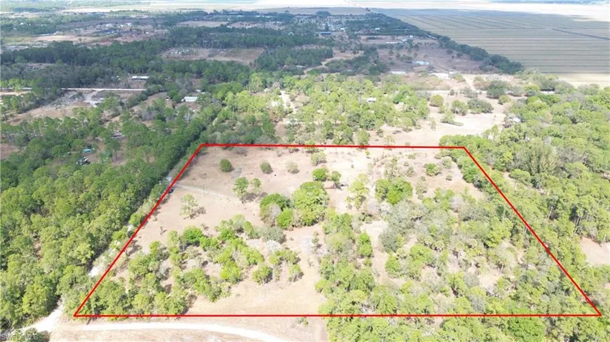 Overview of rural landscape with property boundaries highlighted