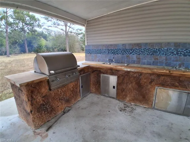 View of patio / terrace with an outdoor kitchen