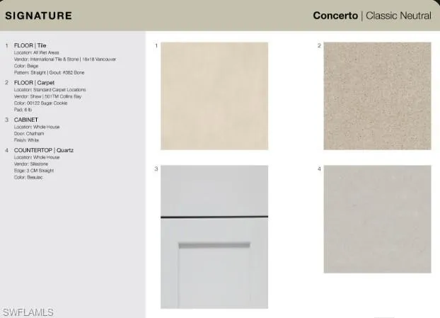 6745 Equinox Lane design selections.  Home is under construction and selections are subject to change.