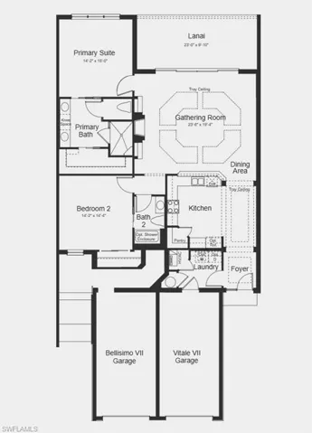 Floor Plan - Additional Highlights Include: impact windows throughout the whole house, quartz countertops, tile floors, apron front sink, upgraded appliances, crown molding, 2" faux wood blinds, upgraded carpet, and laundry cabinets