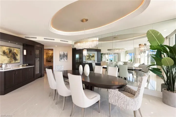 Dining area featuring a built in with Wine Chiller