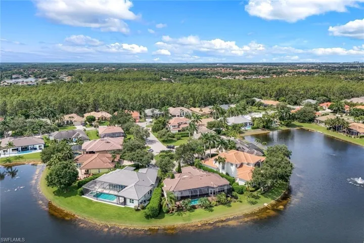 Aerial view with a water view.