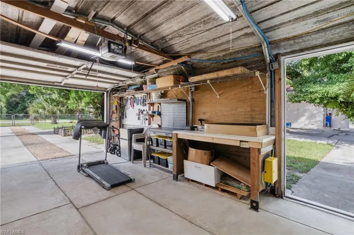 Garage with a workshop area