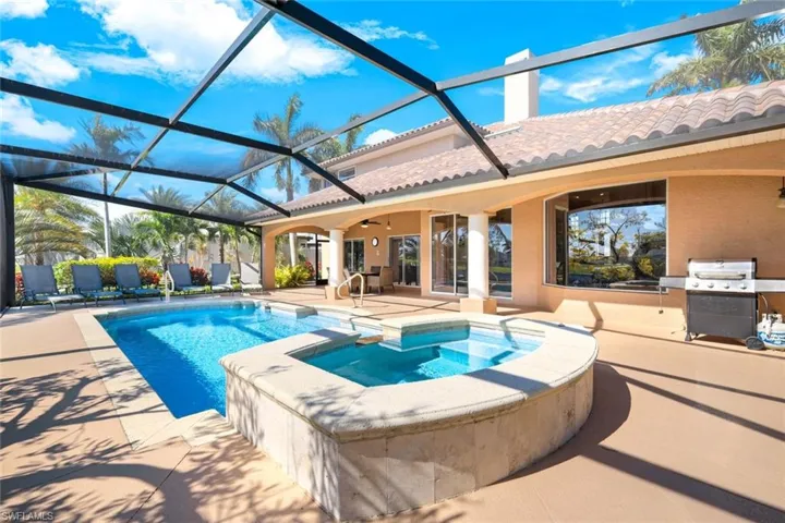 The electrically heated pool has an oversized custom built spa