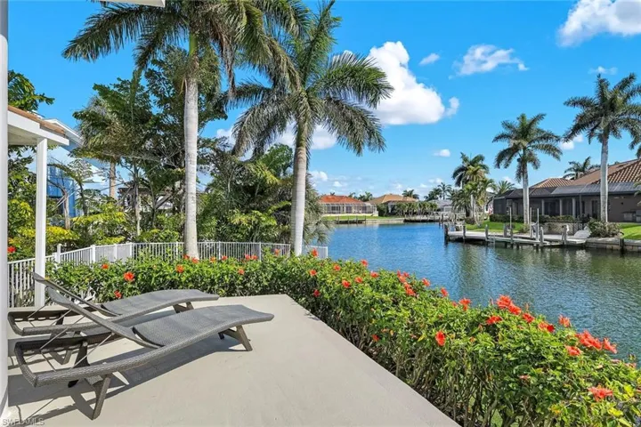 View of patio featuring a water view and a residential view