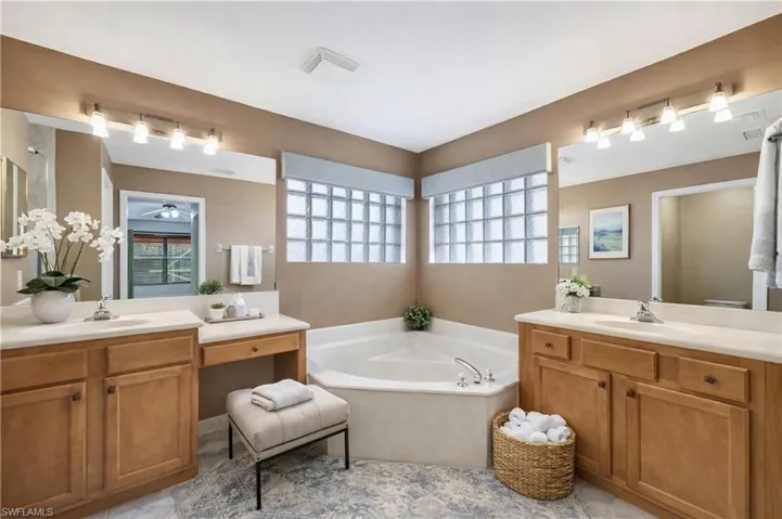 Digitally staged master bathroom